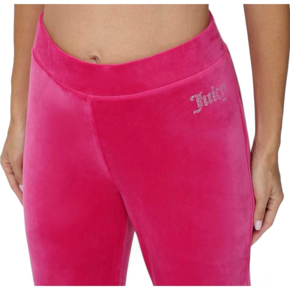 NWOT Juicy Couture Women's Bling Fuchsia Velour Track Lounge Pants - Picture 3 of 10